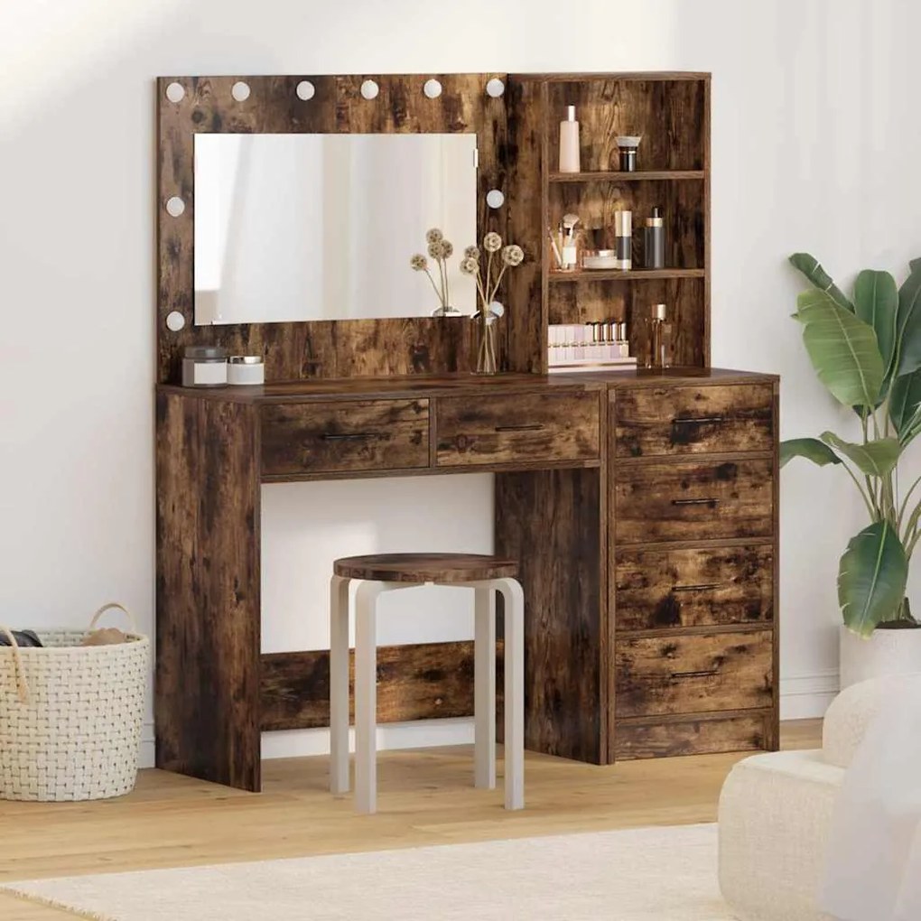 vidaXL Mesa de vestir com gaveta 2 pcs Castanho 78.5 x 41 x 135 cm