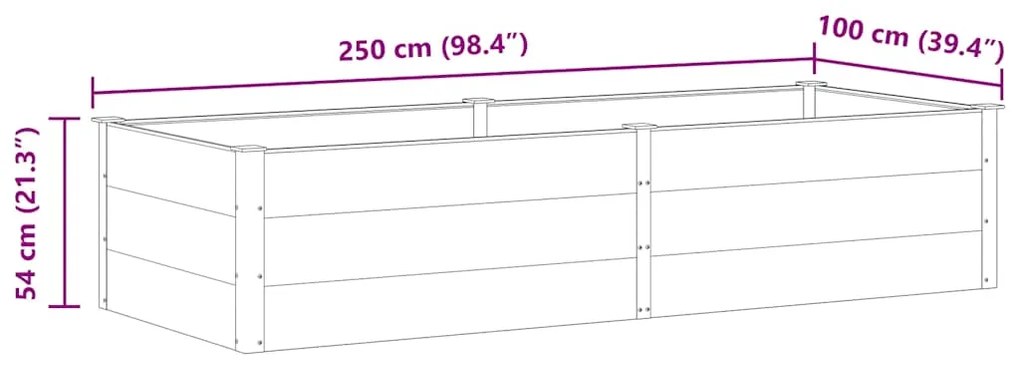 Canteiro elevado de jardim 250x100x54 cm WPC cinzento