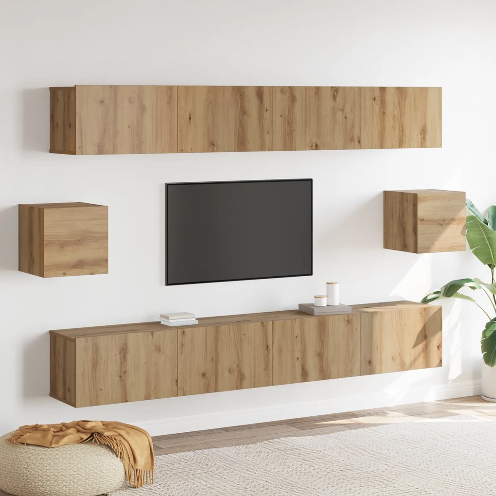 Conjunto de 6 peças para TV Carvalho Artesanal Madeira Engenheirada