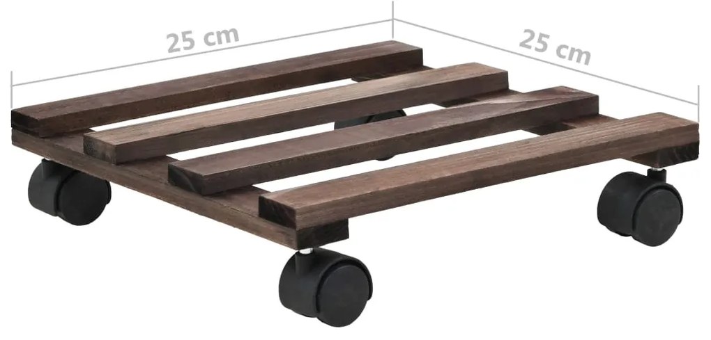 Bases com rodas p/ vasos 4 pcs madeira de cedro 25x25 cm