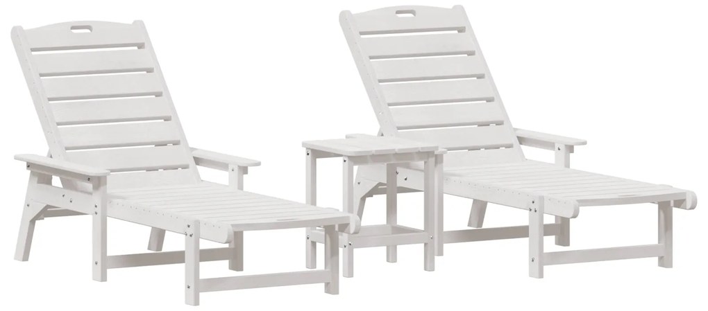 Conjunto de Lounge de Jardim com 3 Peças Branco HDPE, vidaXL Espreguiç