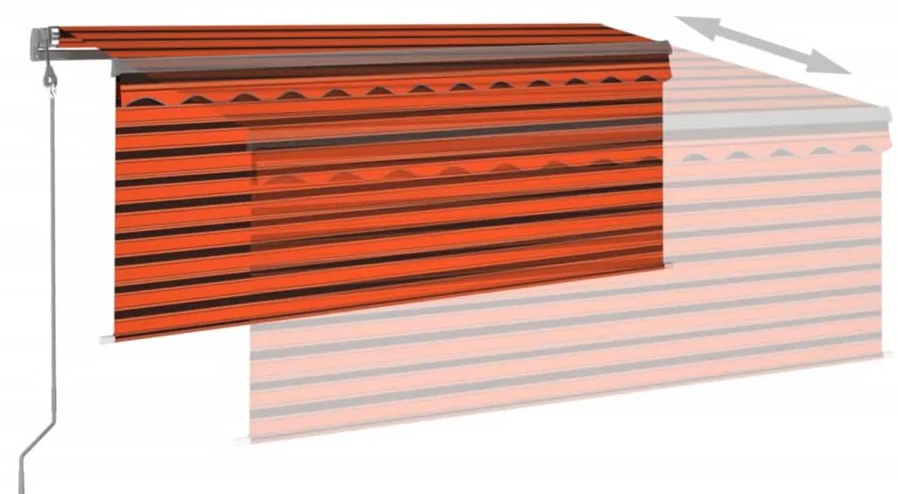 Toldo retrátil automático com estore 3,5x2,5 m laranja/castanho