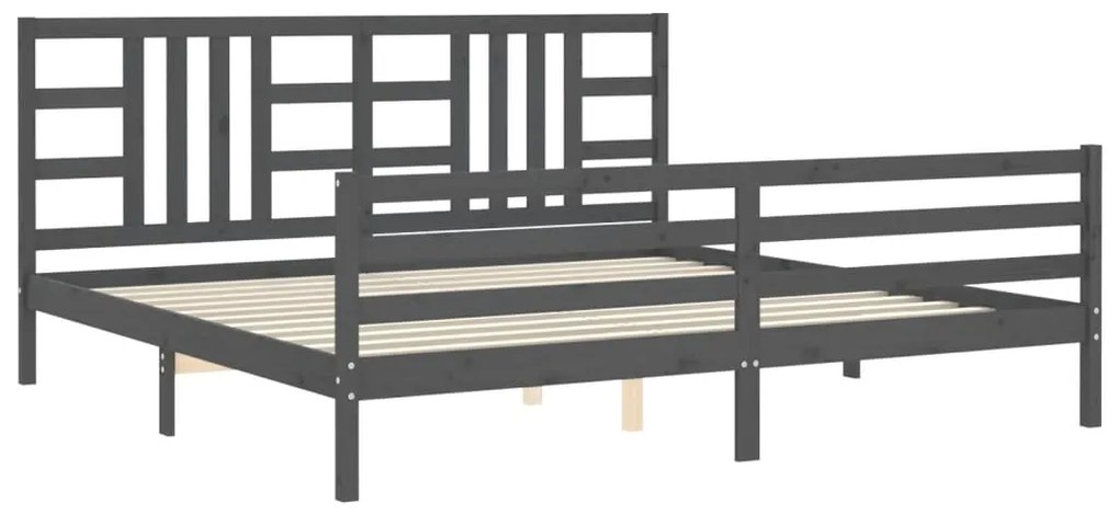 Estrutura de cama com cabeceira 200x200 cm madeira maciça cinza