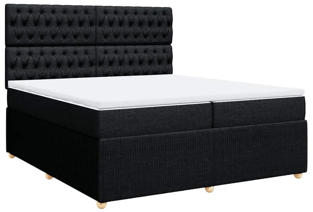 Cama com molas/colchão 200x200 cm tecido preto