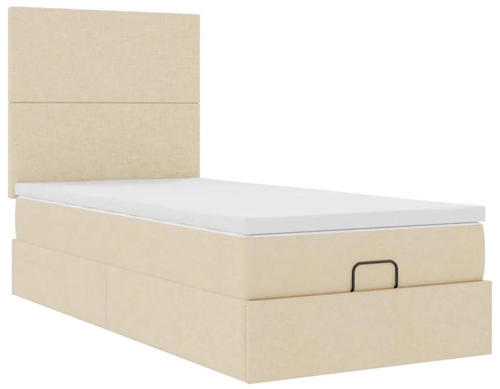 Cama otomana com colchão 90x200 cm tecido creme