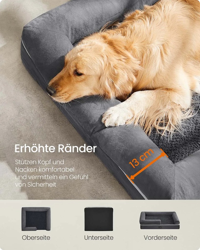Cama ortopédica para cães 112 x 86 x 18 cm cinzento escuro