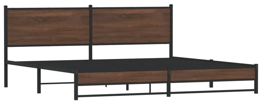 Estrutura cama sem colchão 200x200cm metal carvalho castanho