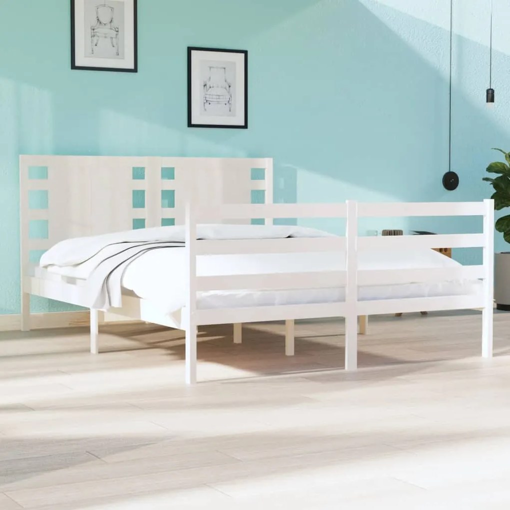 vidaXL Cama sem colchão 140x200 cm madeira de pinho maciça branco