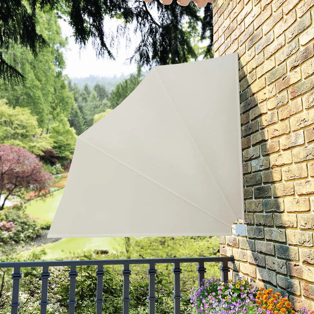 vidaXL Toldo lateral dobrável para varanda 140x140 cm creme