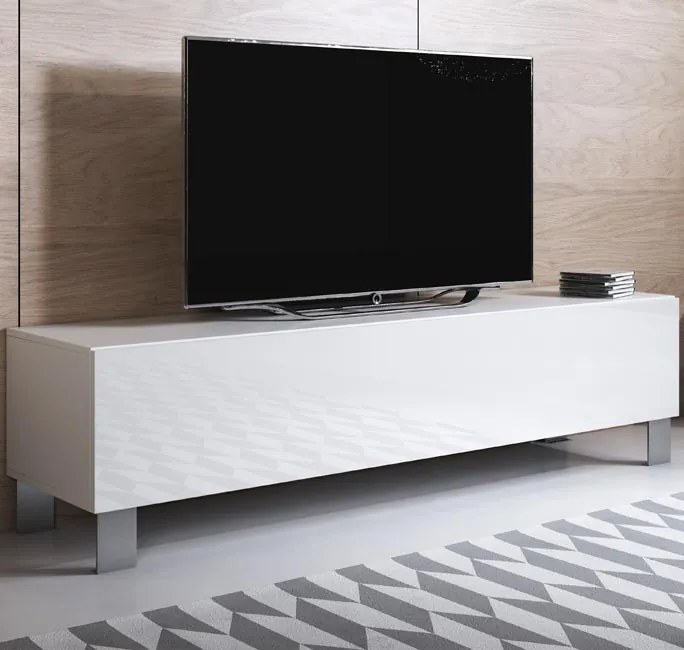 Mueble TV modelo Leiko H2 (160x42cm) color blanco con patas de alumini