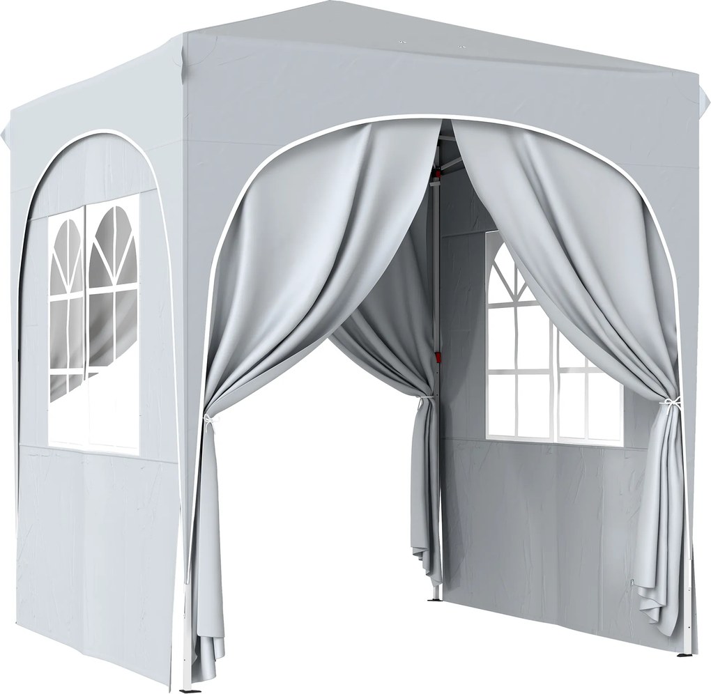 Outsunny Toldo de jardim 2 x 2 m pop-up tenda dobrável altura ajustável proteção UV50+ 4 paredes laterais saco cinza claro | Aosom Portugal