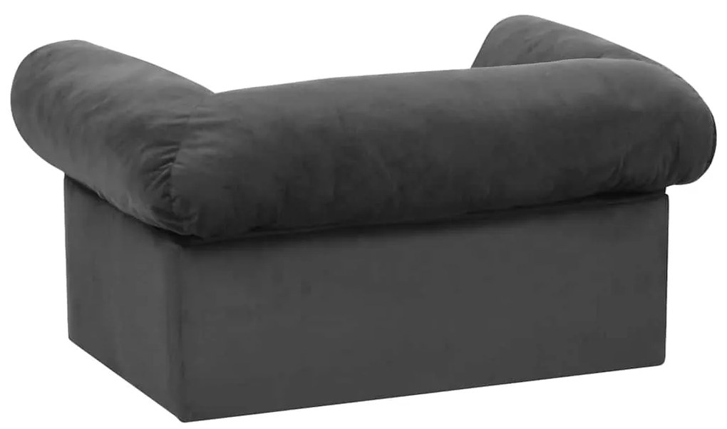 Sofá para cães com gaveta 75x50x38 cm pelúcia cinzento-escuro