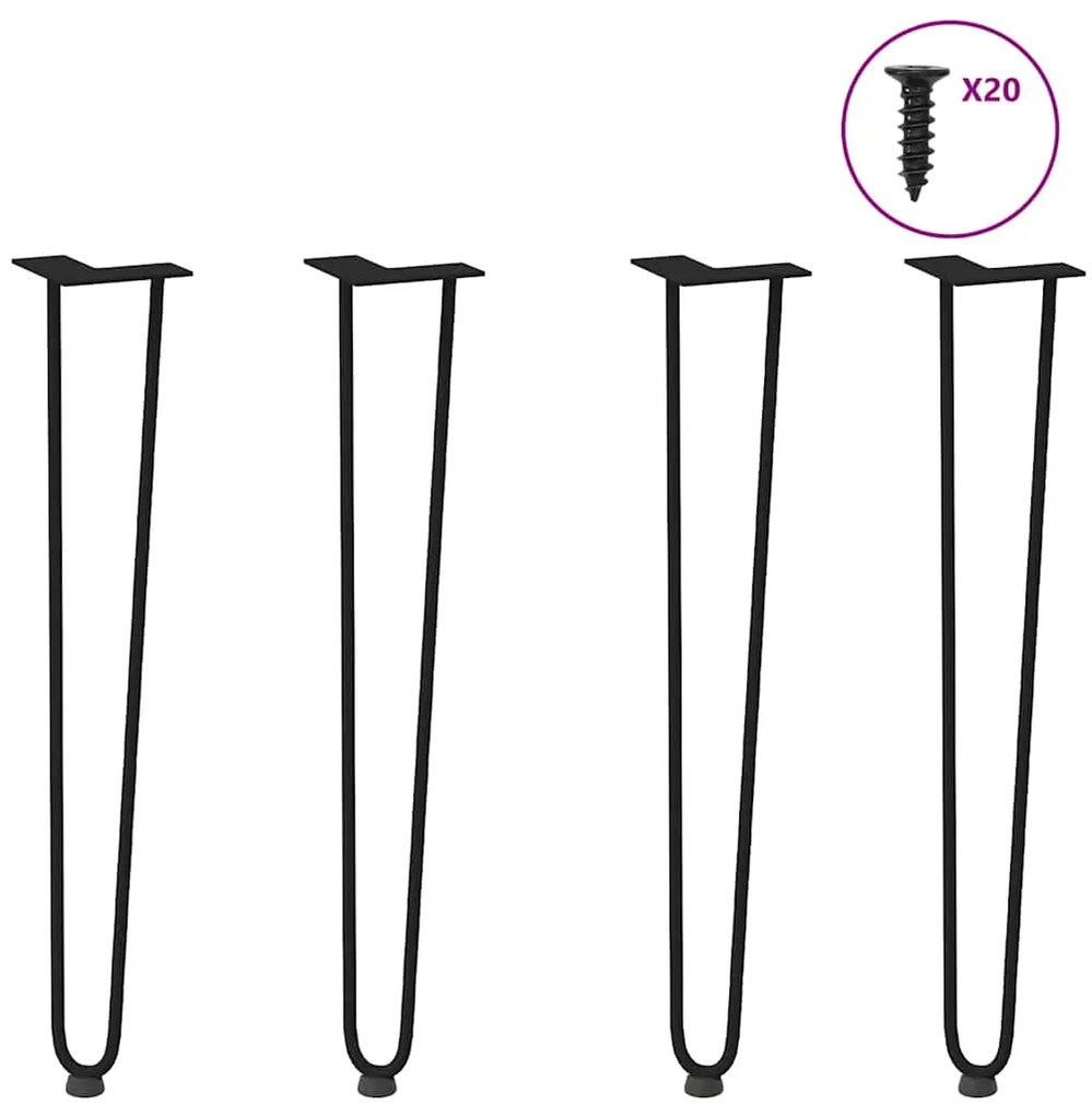 vidaXL Pernas de grampo para mesas de console para mesa de console 4 peças Preto 72 cm Aço maciço