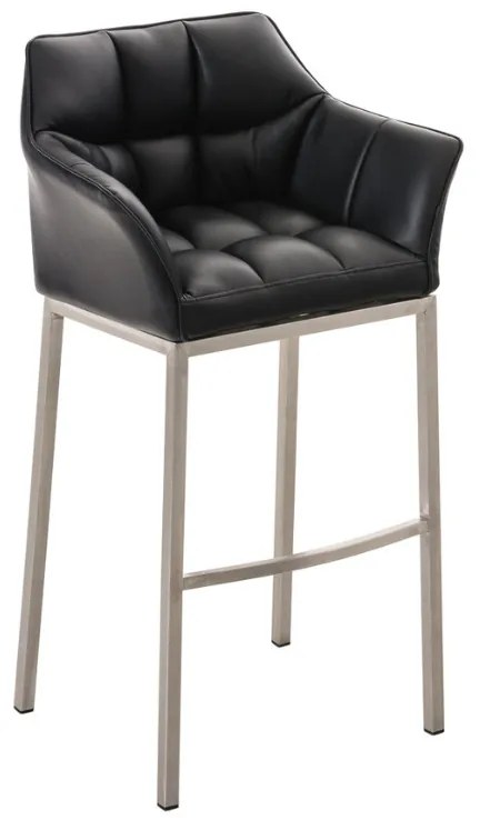 Banco de bar Damaso em couro sintético e com estrutura prateada 64 x 110 x 48 cm Preto