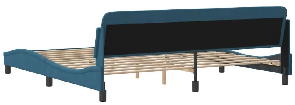 Estrutura de cama c/ cabeceira 200x200 cm veludo azul