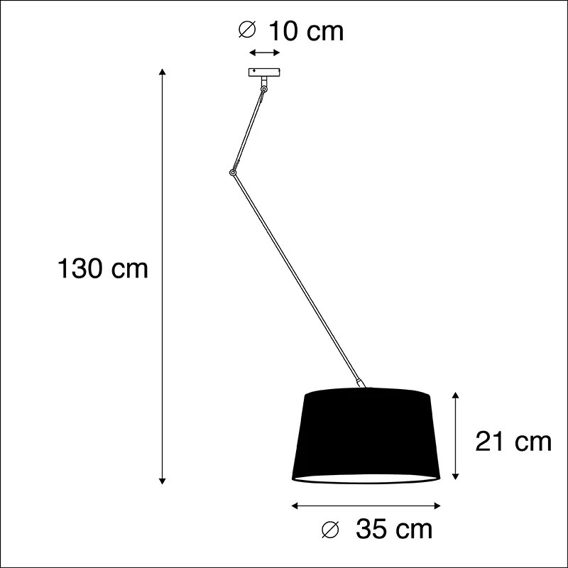 Candeeiro de suspensão preto com aba de plissado 35cm creme - Blitz Clássico / Antigo