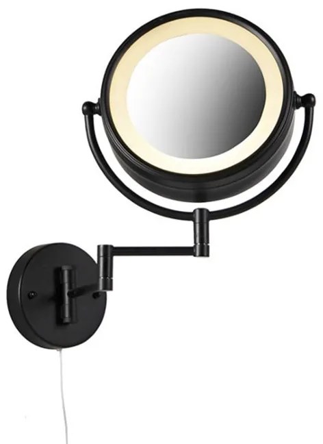 Espelho de parede design preto com LED ajustável IP44 com puxador - Vicino Moderno