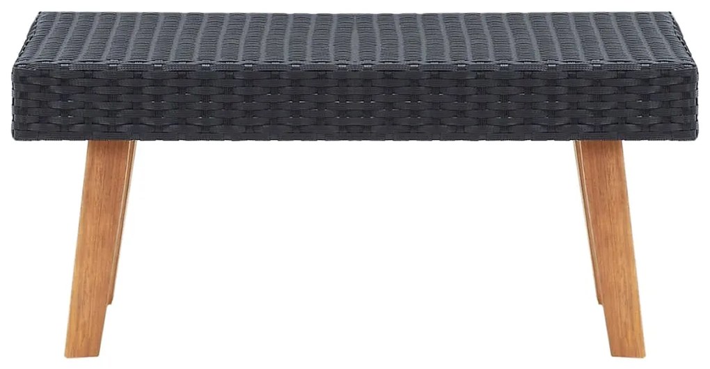 5 pcs conjunto lounge de jardim c/ almofadões vime PE preto