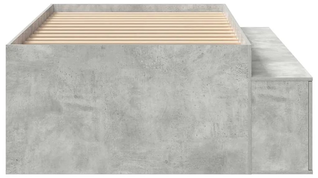Cama com Armazenamento Cinza Concreto 80x200 cm