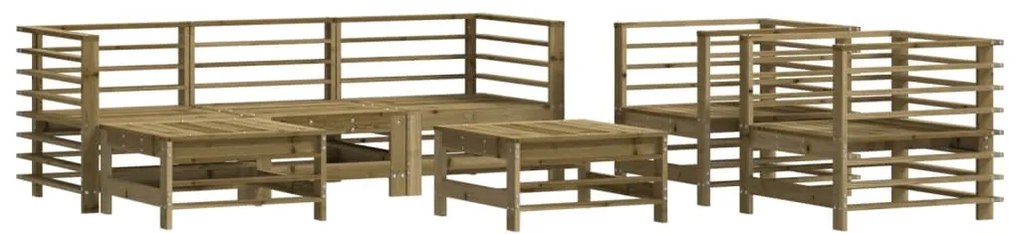 7 pcs conjunto lounge de jardim c/ almofadões pinho impregnado
