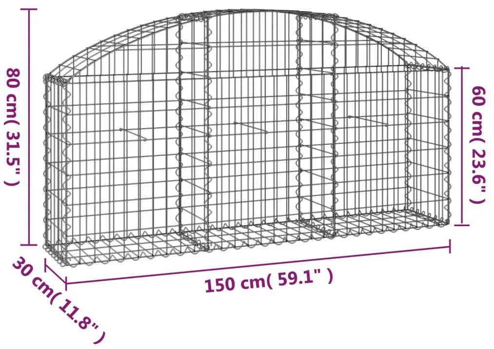 Cesto gabião arqueado 150x30x60/80 cm ferro galvanizado