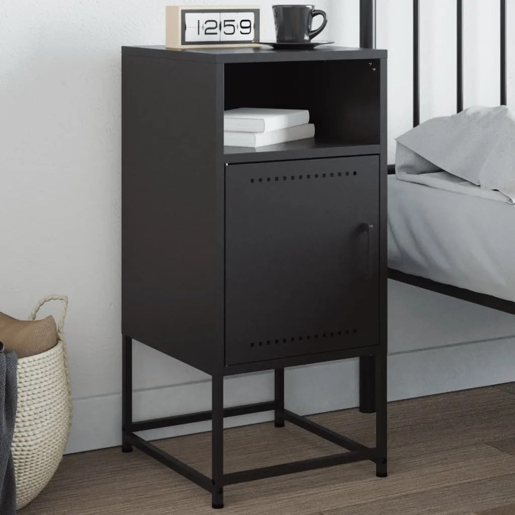 vidaXL Mesa de cabeceira 36x39x78 cm aço preto
