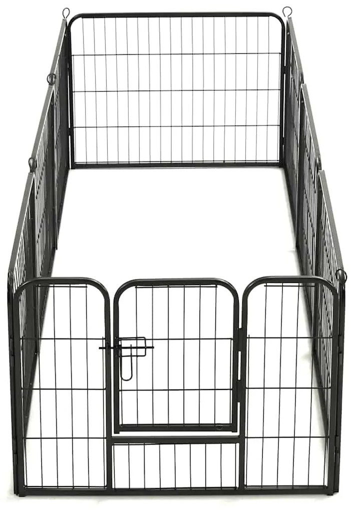 Parque para cães 8 painéis aço 60x80 cm preto