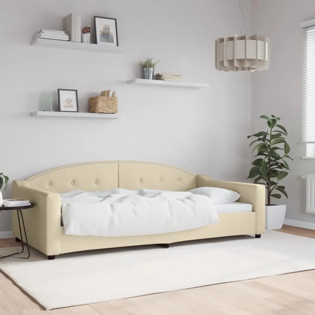 vidaXL Sofá-cama 100x200 cm tecido cor creme