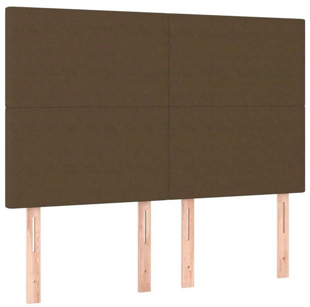 Cabeceira de cama c/ luzes LED tecido 144x5x118/128cm castanho