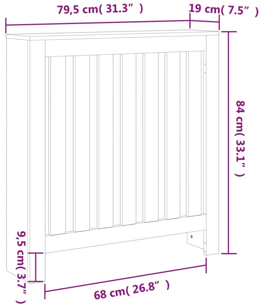 Cobertura de radiador 79,5x19x84 cm pinho maciço castanho cera