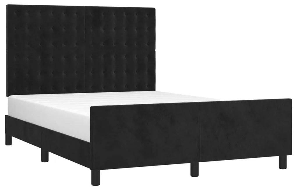 Estrutura de cama sem colchão 140x200 cm veludo preto