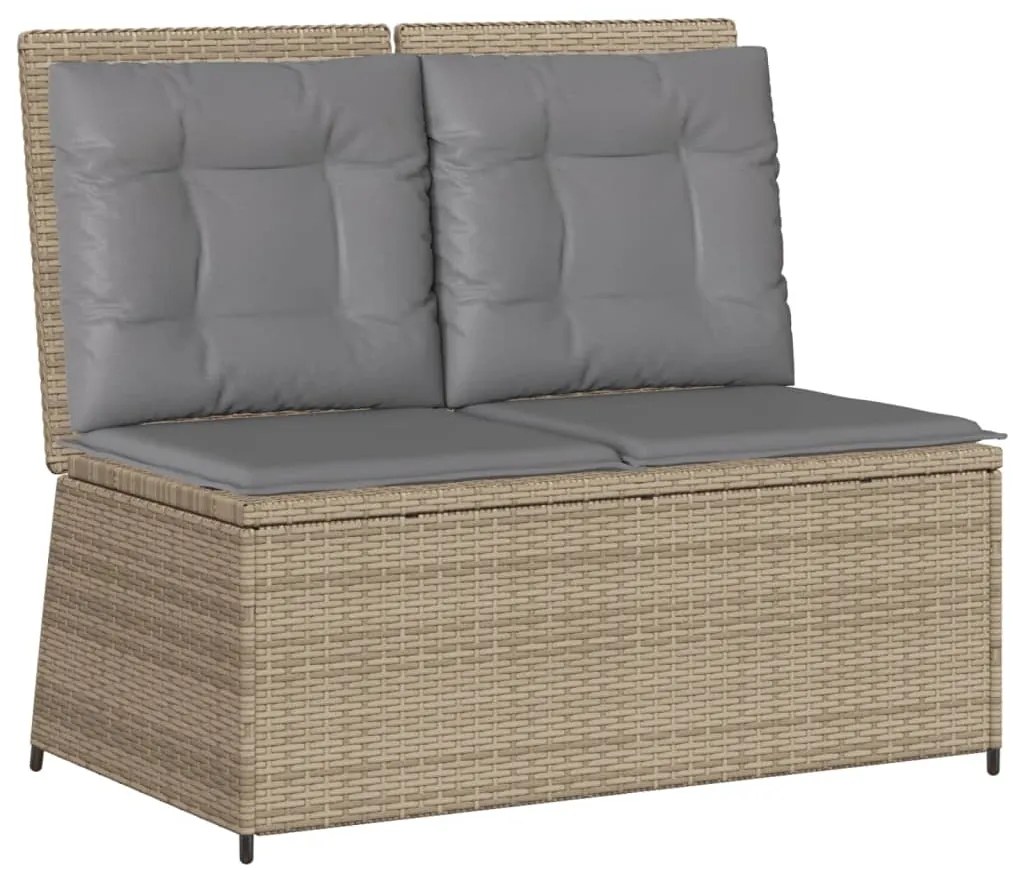 7 pcs conjunto lounge para jardim com almofadões vime PE bege