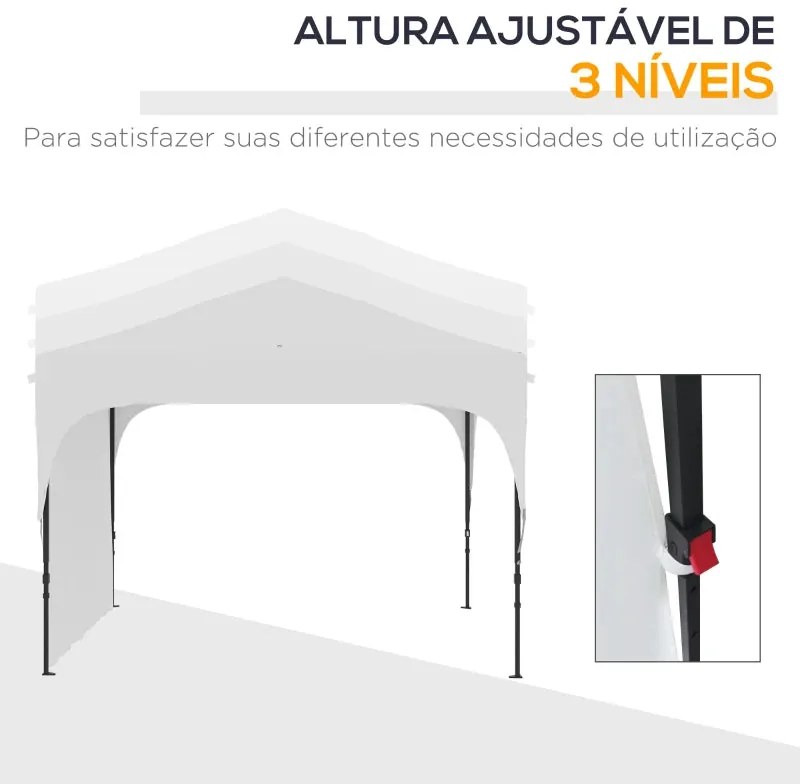 Tenda Dobrável com Altura Ajustável com 1 Parede Lateral - 3x3m