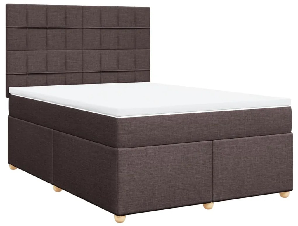 Cama com molas/colchão 160x200 cm tecido castanho-escuro