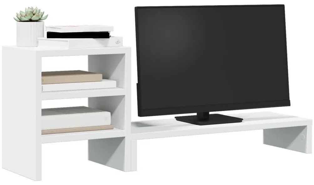 Suporte monitor c/ organizador secretária deriv. madeira branco