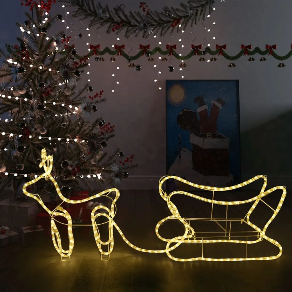 vidaXL Decoração de Natal rena e trenó de exterior 252 luzes LED