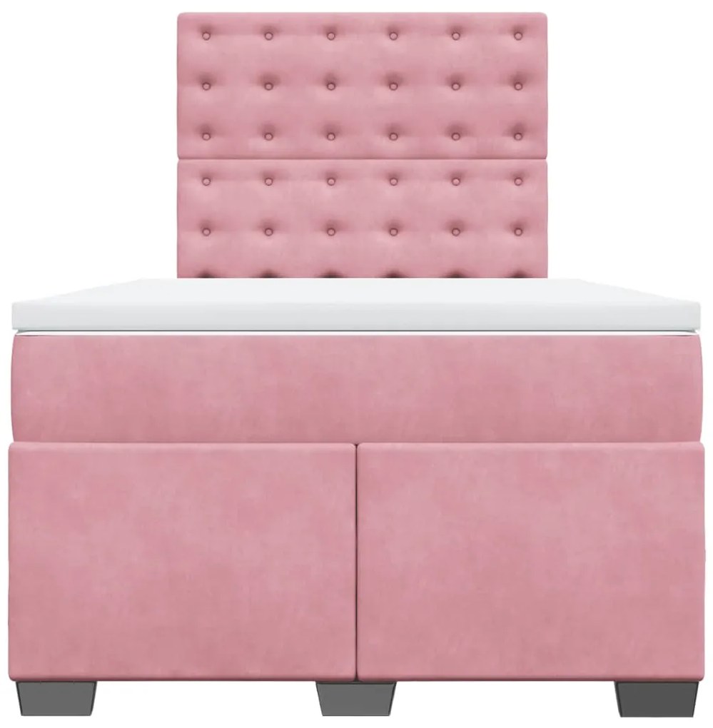 Cama boxspring com colchão 120x190 cm veludo rosa
