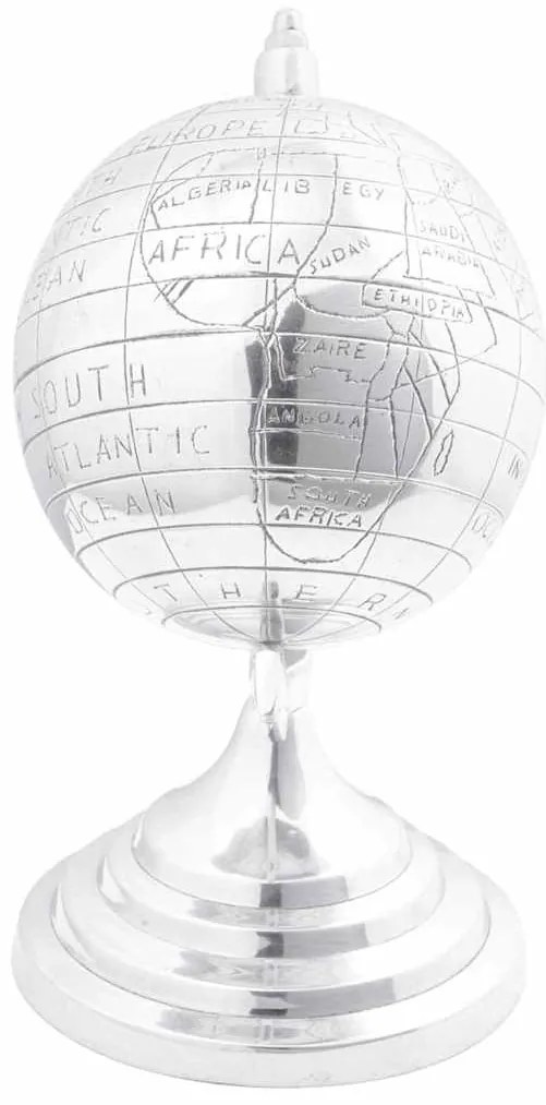Escultura Globo Prateada 16.5x14x26 cm Alumínio
