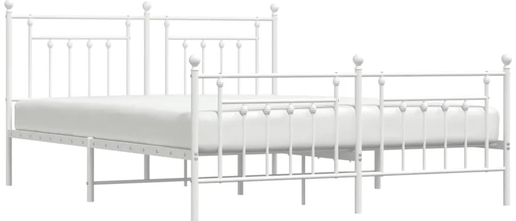 Estrutura de cama com cabeceira e pés 160x200 cm metal branco