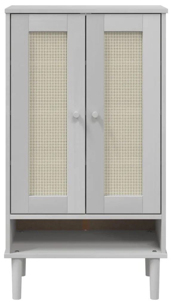 Sapateira SENJA aspeto vime 59,5x35x107cm madeira maciça branco