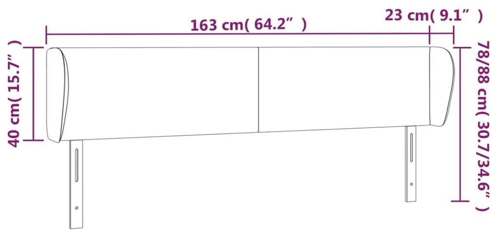 Cabeceira de cama c/ abas tecido 163x23x78/88 cm creme