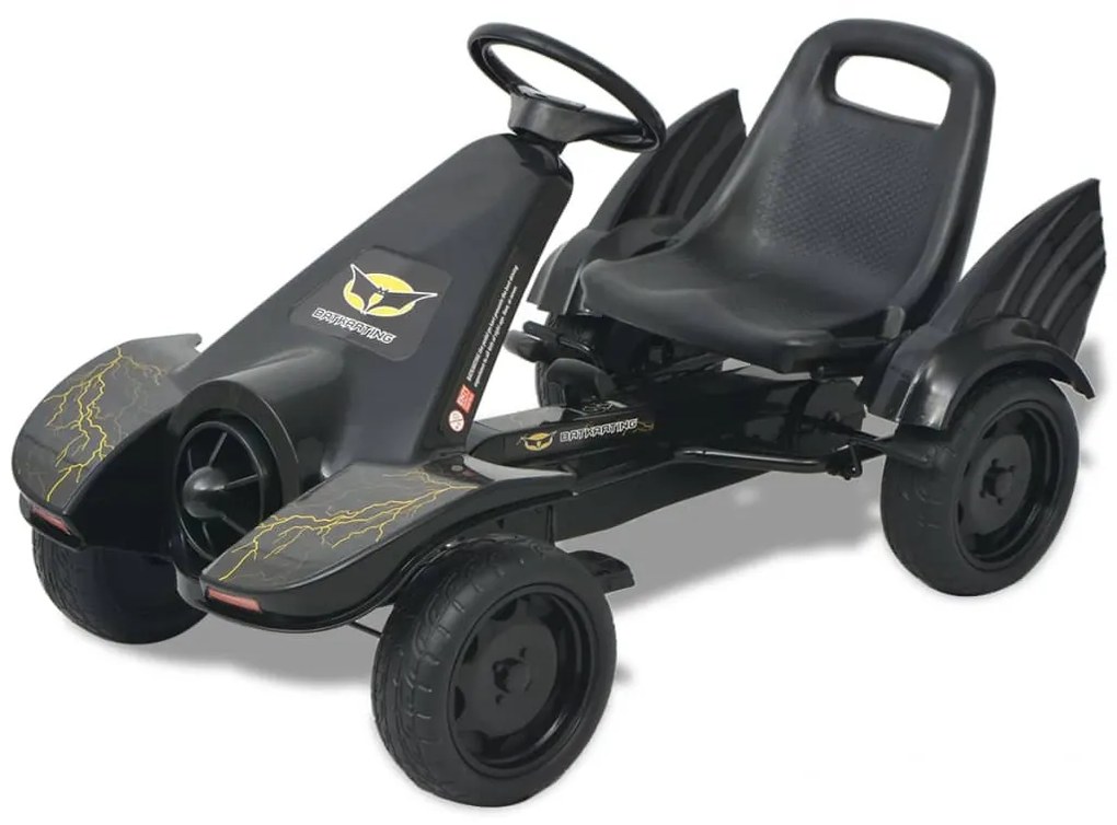 vidaXL Kart a pedais com assento ajustável preto