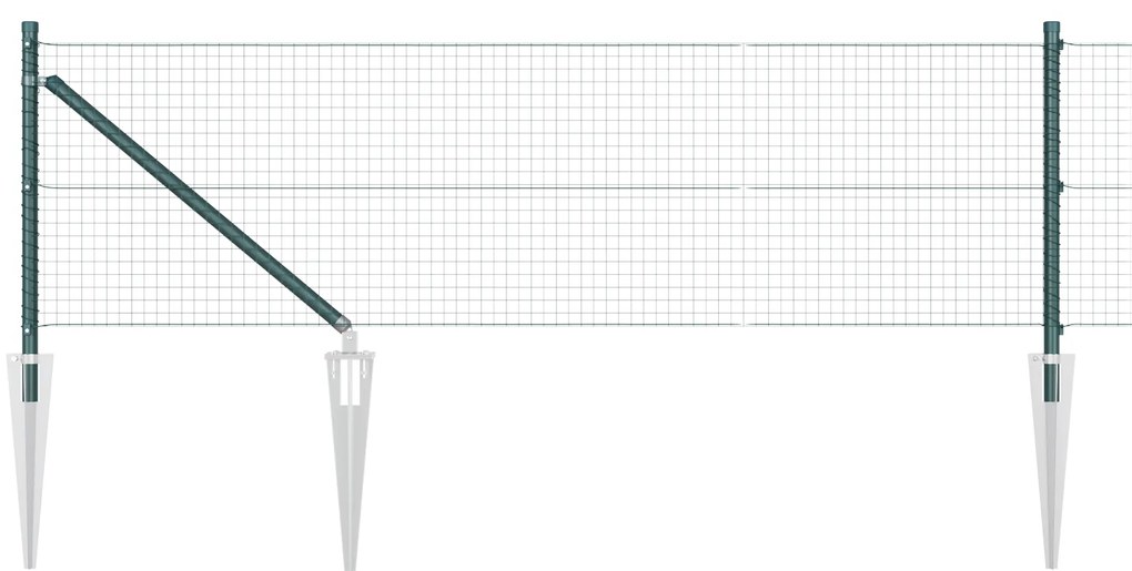 Cerca de Fio Soldado com 13 Postes de Estaca Verde 0.8x100 m Aço