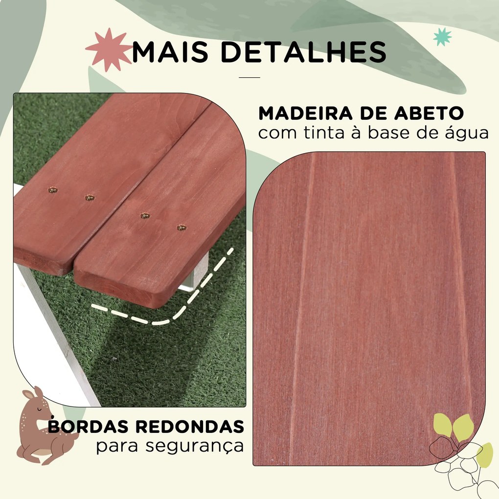 Conjunto de Mesa e 2 Bancos Infantil de Madeira Mesa de Piquenique par