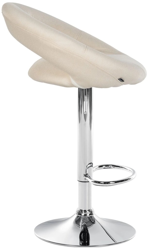 Conjunto de 2 bancos de bar Olinda em tecido e com estrutura cromada 52 x 77-97 x 47 cm Creme