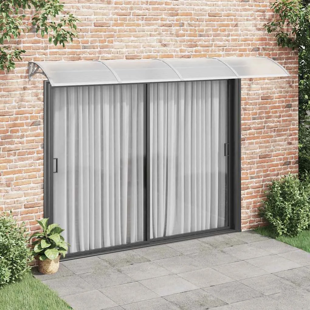 Toldo de porta 350x100 cm policarbonato cinzento