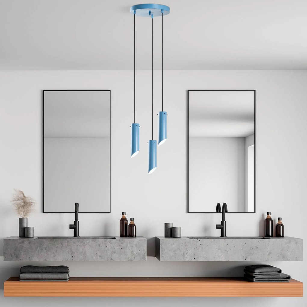 Candeeiro de Teto Kesik – Azul Claro – Diâmetro 40 cm