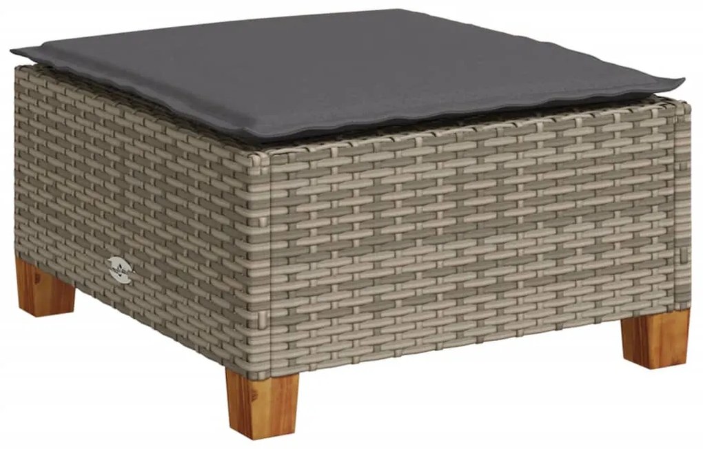 6 pcs conjunto sofás de jardim com almofadões vime cinzento