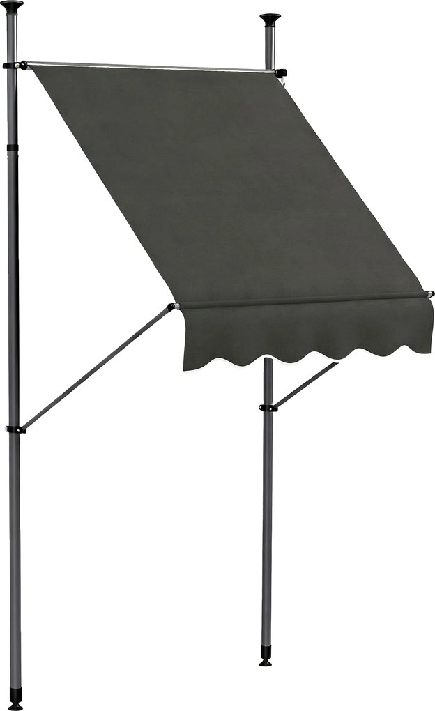 Outsunny Toldo retrátil autoportante manual 1,5L x 1,2l x 2,1-3H m inclinação ajustável metal alumínio poliéster cinza escuro | Aosom Portugal