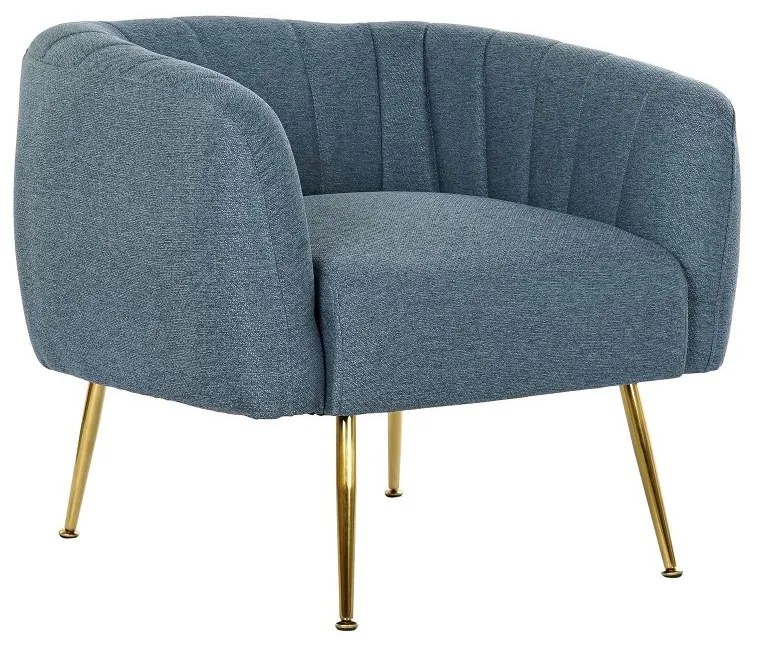 Poltrona Dkd Home Decor Espuma Azul Dourado Metal Madeira Poliéster (81 X 75 X 73 cm)